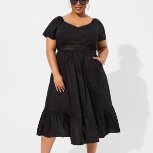 Torrid Midi Poplin Sheer Waist Dress